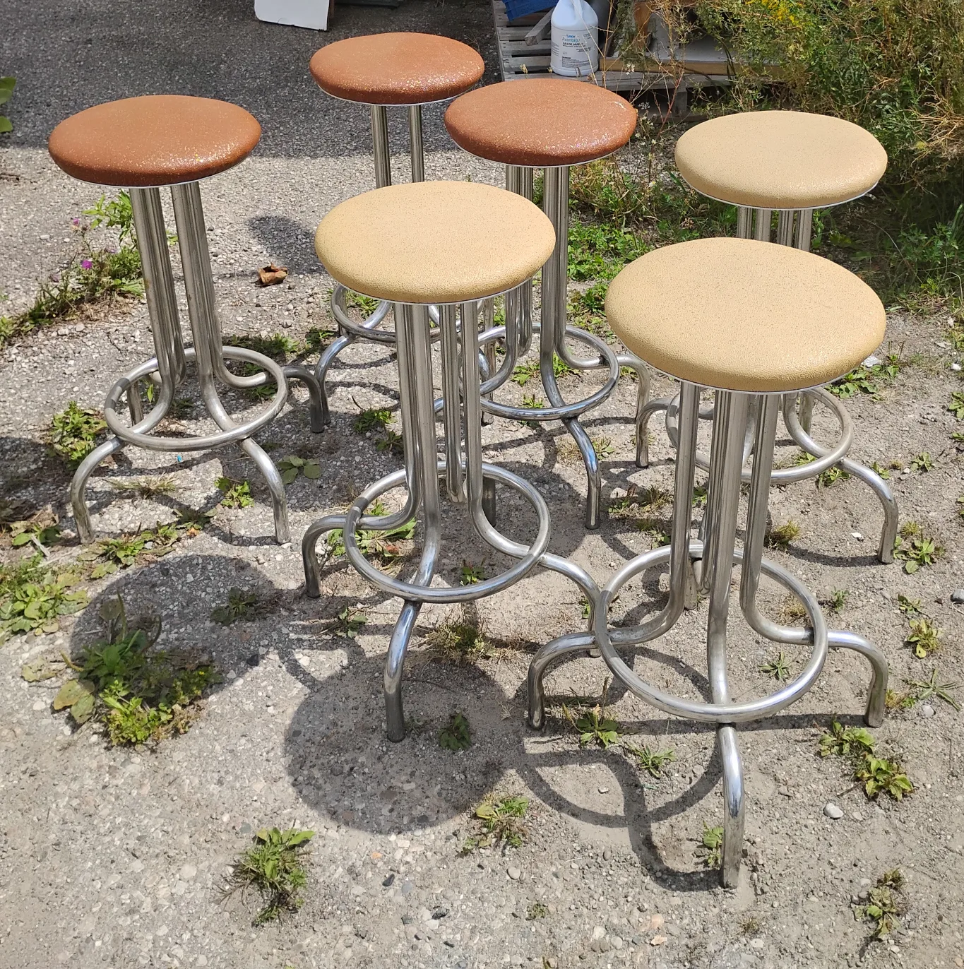 Set of 6 Bar Stools - Chrome & Vinyl thumbnail