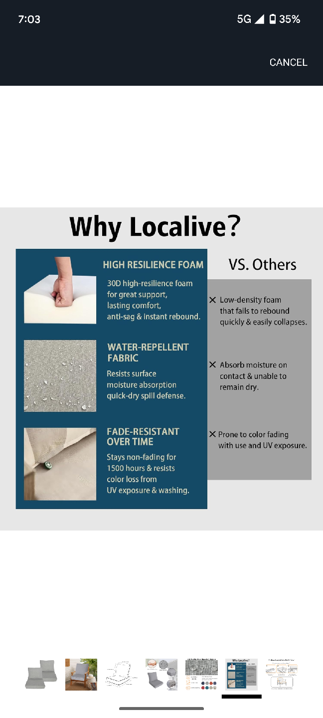 Outdoor Chair Cushions - Grey - photo 5