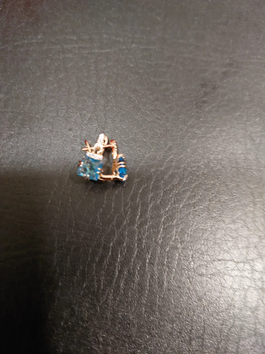 14k gold Rose Gold Tone Earrings with Blue Stones image indicator(2)