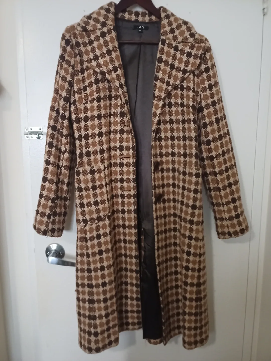 Jacob Brown Patterned Wool Blend Coat - Size M image indicator(2)