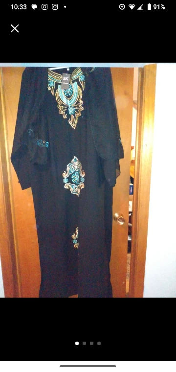 new size large black with embroidery dress abaya