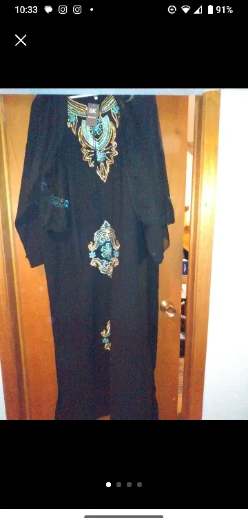 new size large black with embroidery dress abaya thumbnail