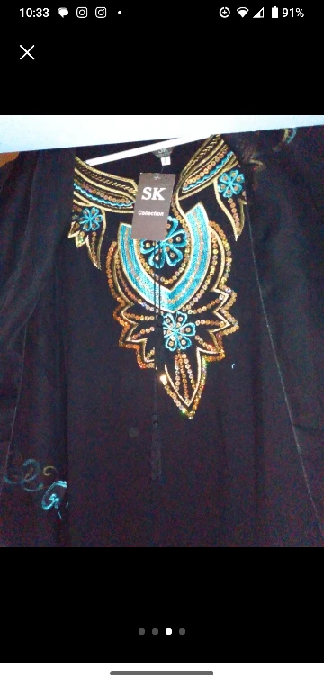 new size large black with embroidery dress abaya - photo 2