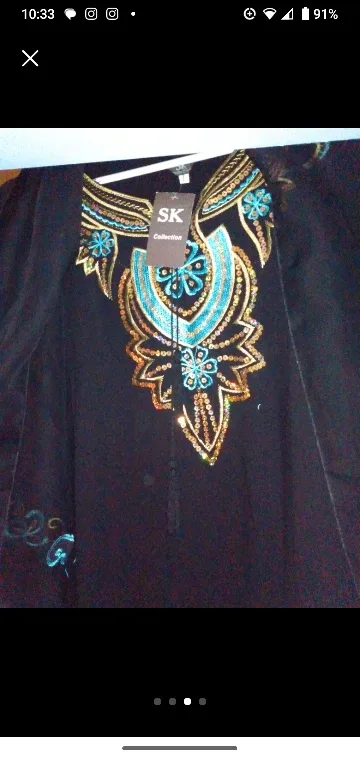 new size large black with embroidery dress abaya image indicator(2)