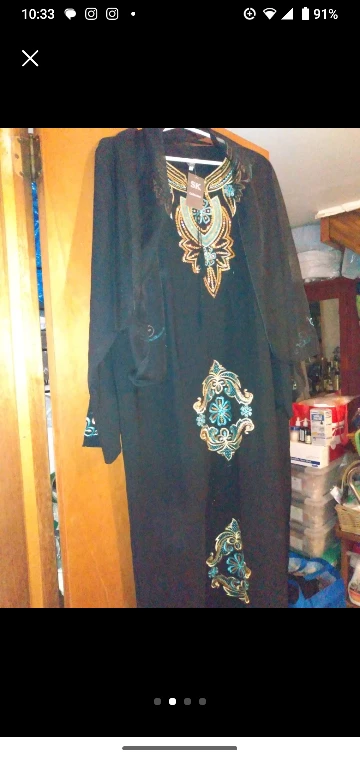 new size large black with embroidery dress abaya - photo 3