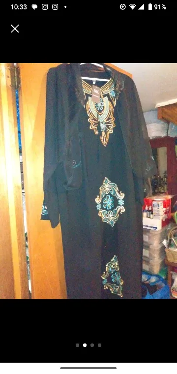new size large black with embroidery dress abaya image indicator(3)