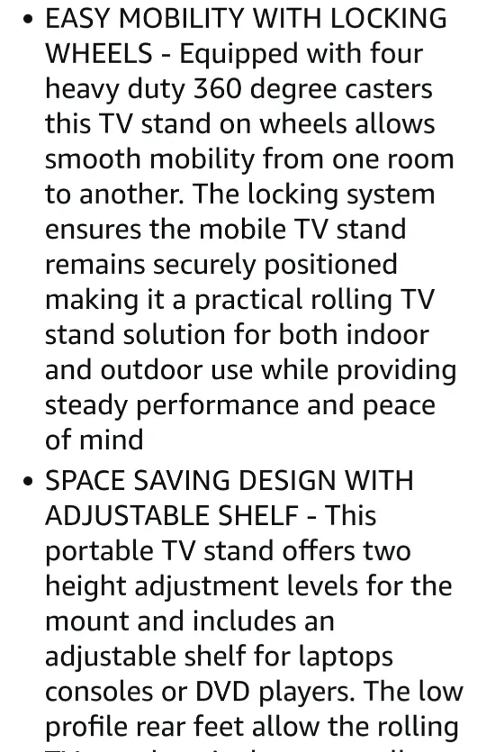 BONTEC Mobile TV STAND with Tilt Function image indicator(9)