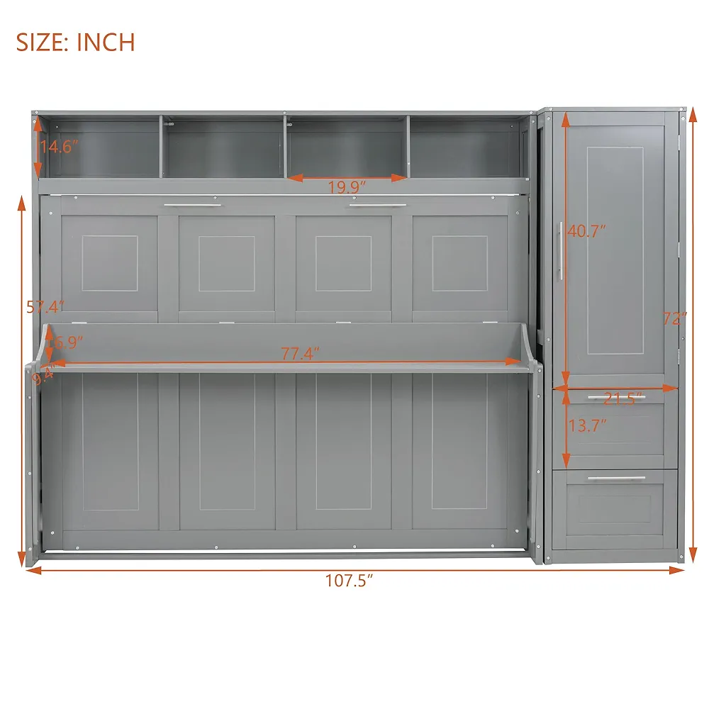 Queen Murphy Bed - Gray (New in Box) - photo 5