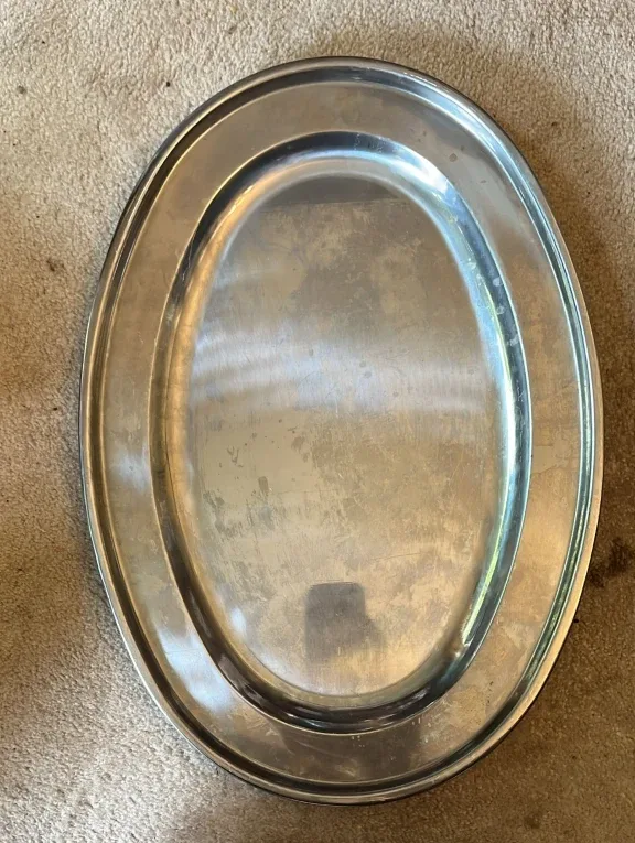 Oval stainless steel Serving Tray 20 inch thumbnail