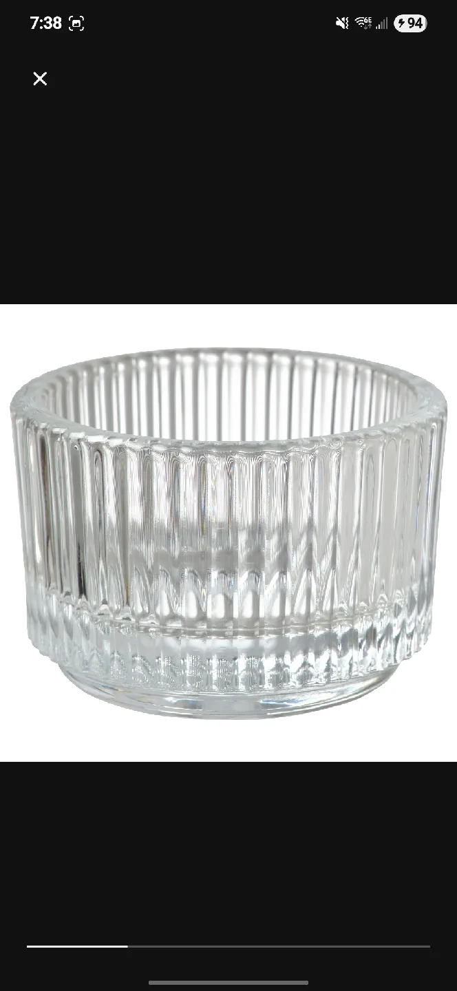 Clear Glass Ribbed Candle Holder thumbnail