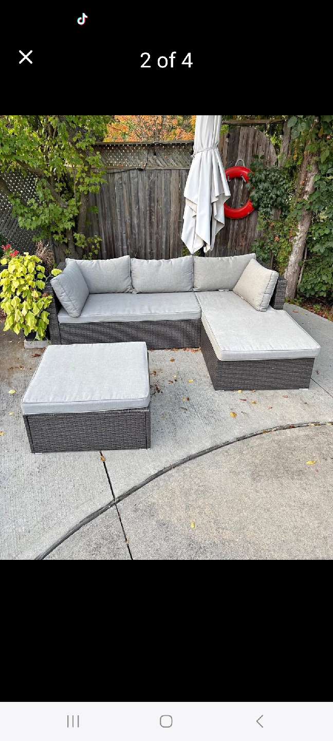 Free delivery Outdoor Wicker Sectional Sofa Set - Grey