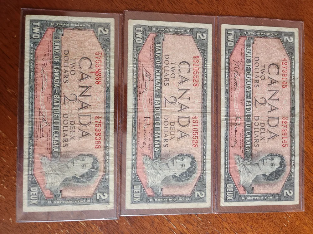 Canadian Two Dollar Bills-1954 =$10 each image indicator(3)