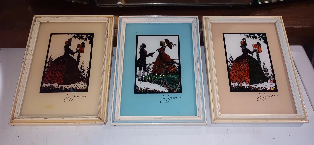 1930s 3x Vintage J. Jensen Silhouette Art - Framed thumbnail