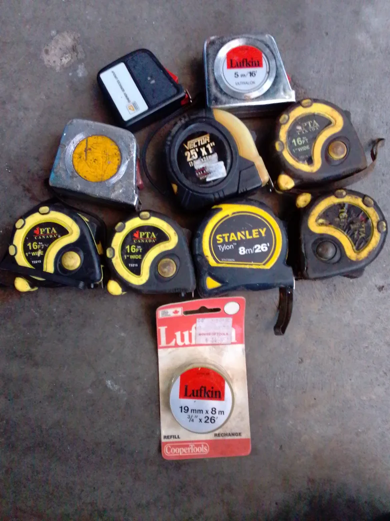 Mixed Lot of Tape Measures - Lufkin, Stanley, Vector, PTA thumbnail