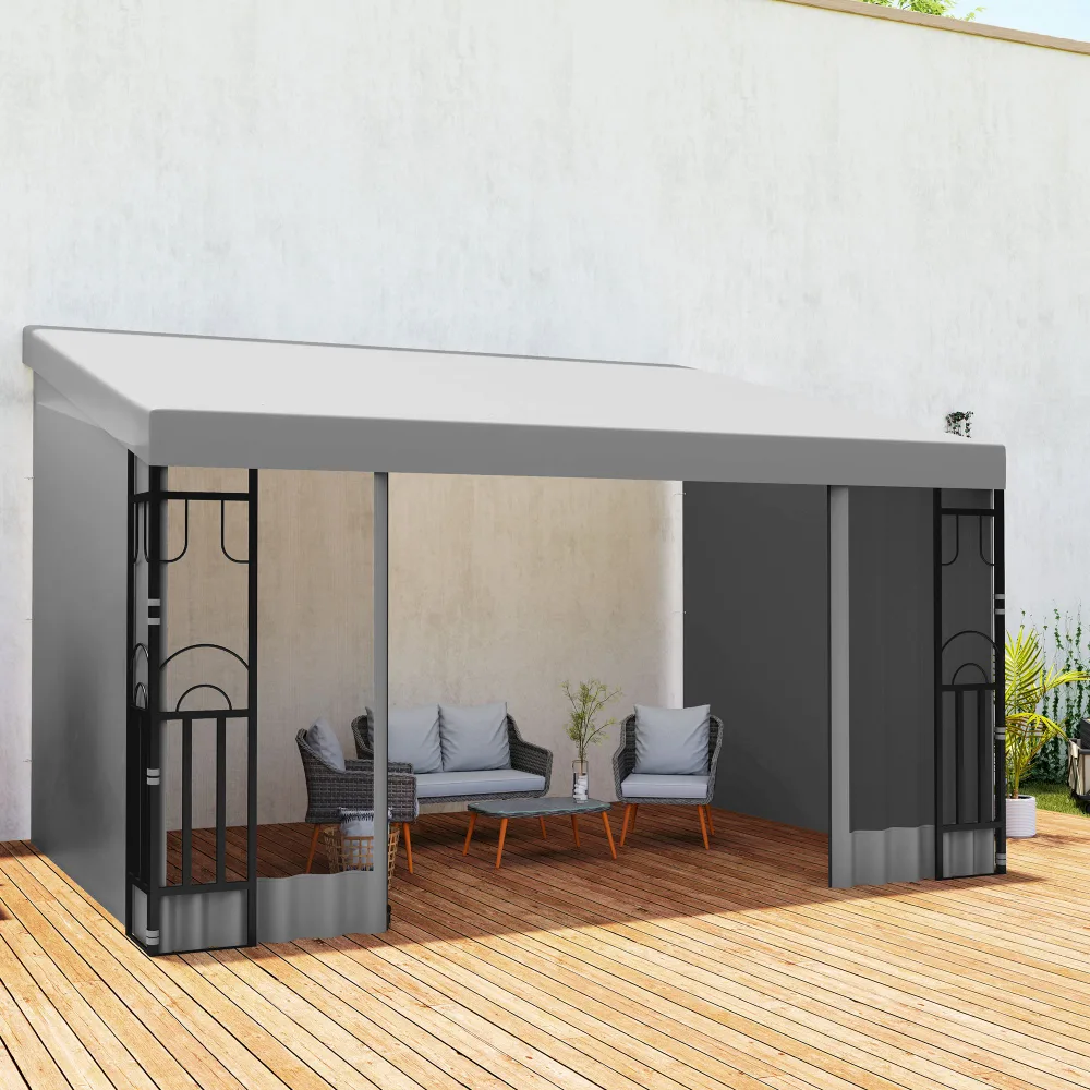 10 x 13 ft  gazebo Wall Pergola with Curtains  image indicator(3)