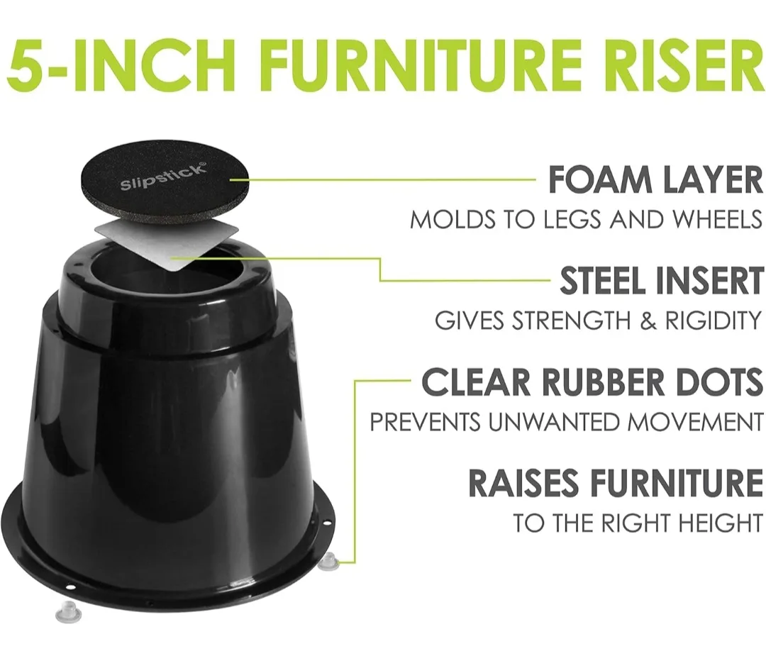 Slipstick 5" Bed Risers/Furniture Raisers - Set of 4 image indicator(4)
