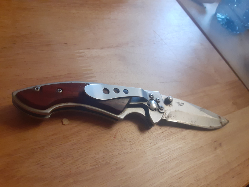 Pocket Knife, Wood Handle, Stainless Steel