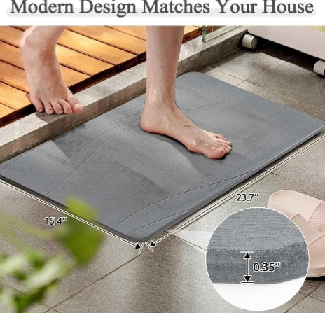 Grey Memory Foam Bath Mat - 23.7" x 15.4"