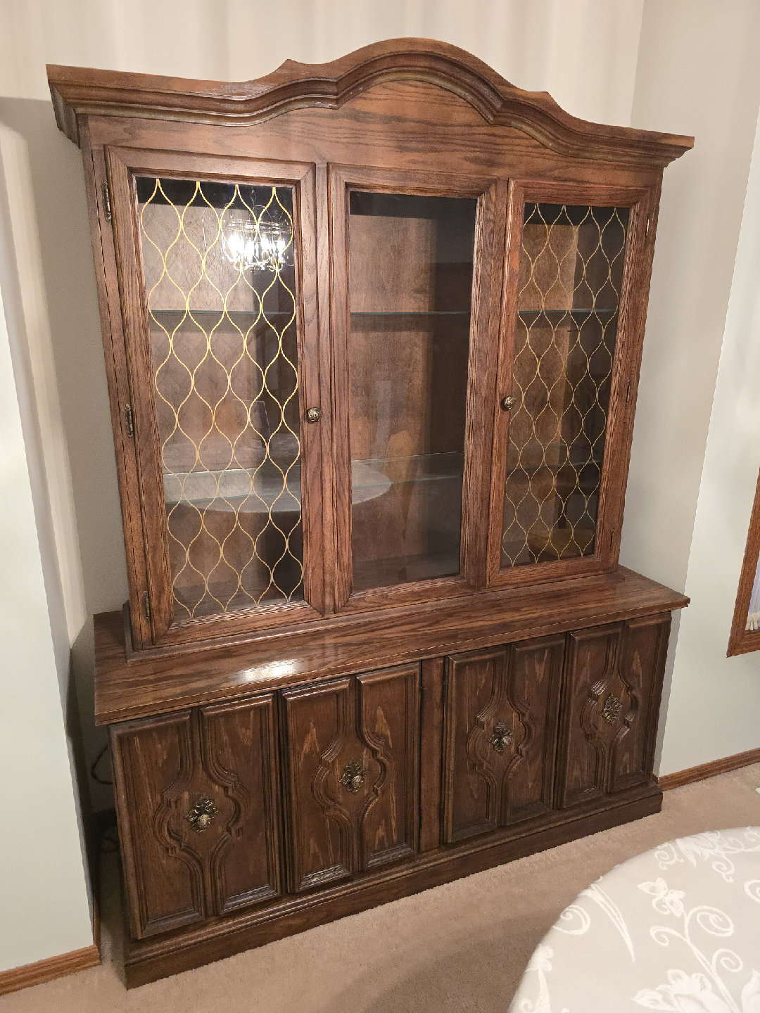 Vintage Wood Hutch Cabinet
