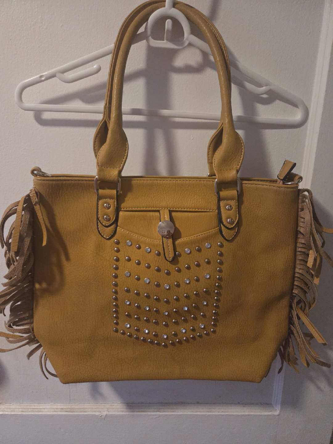 Mustard Yellow Fringe Tote Bag