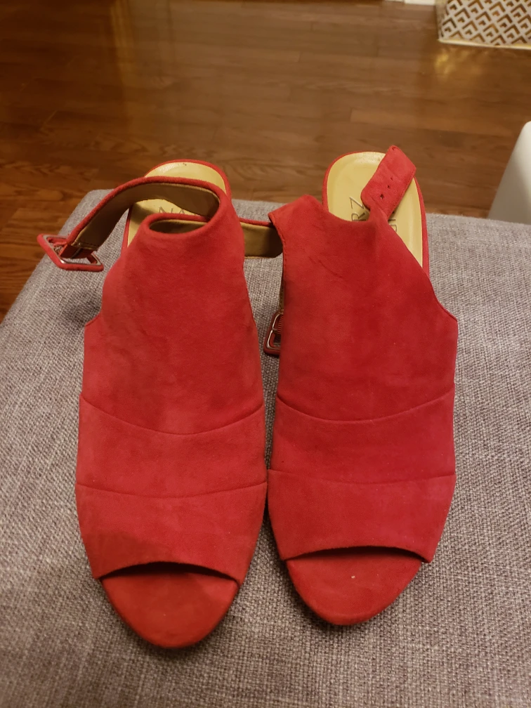N.Y.L.A Red Suede Heels - Size 7