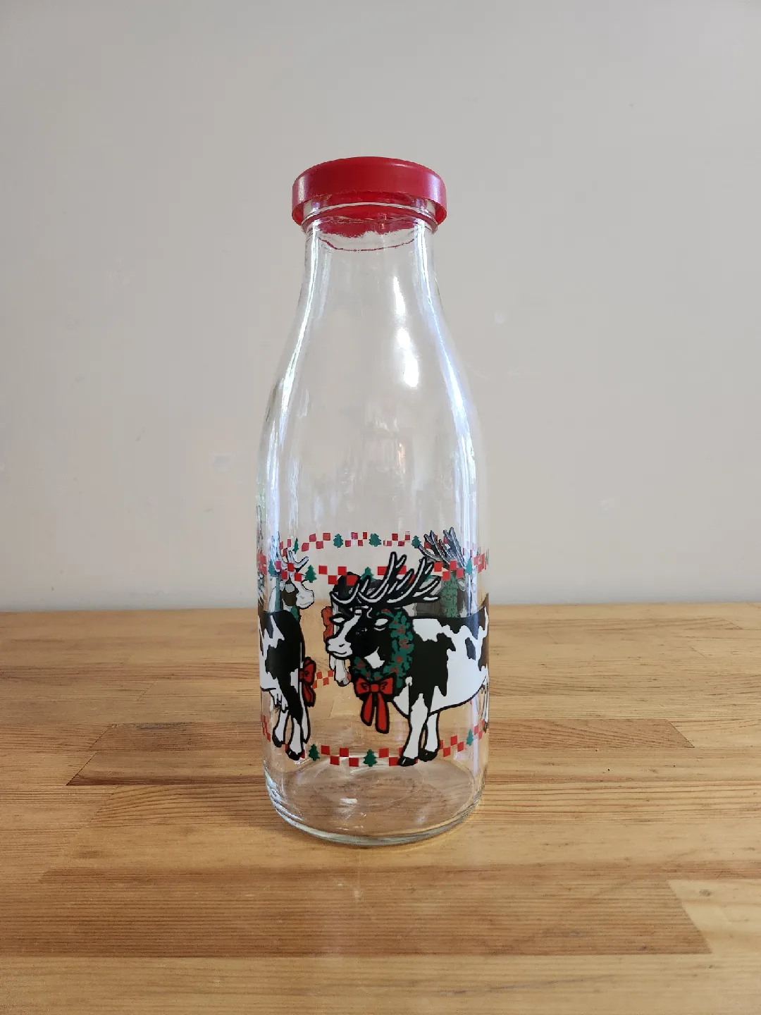 Vintage Christmas Cow Milk Bottle thumbnail
