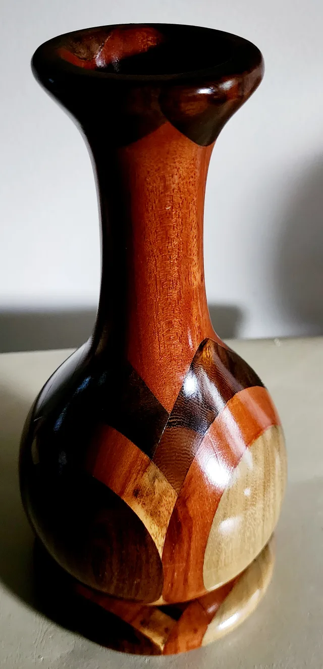 Vintage Hand Turned Wooden Vase - Decorative Home Decor image indicator(4)