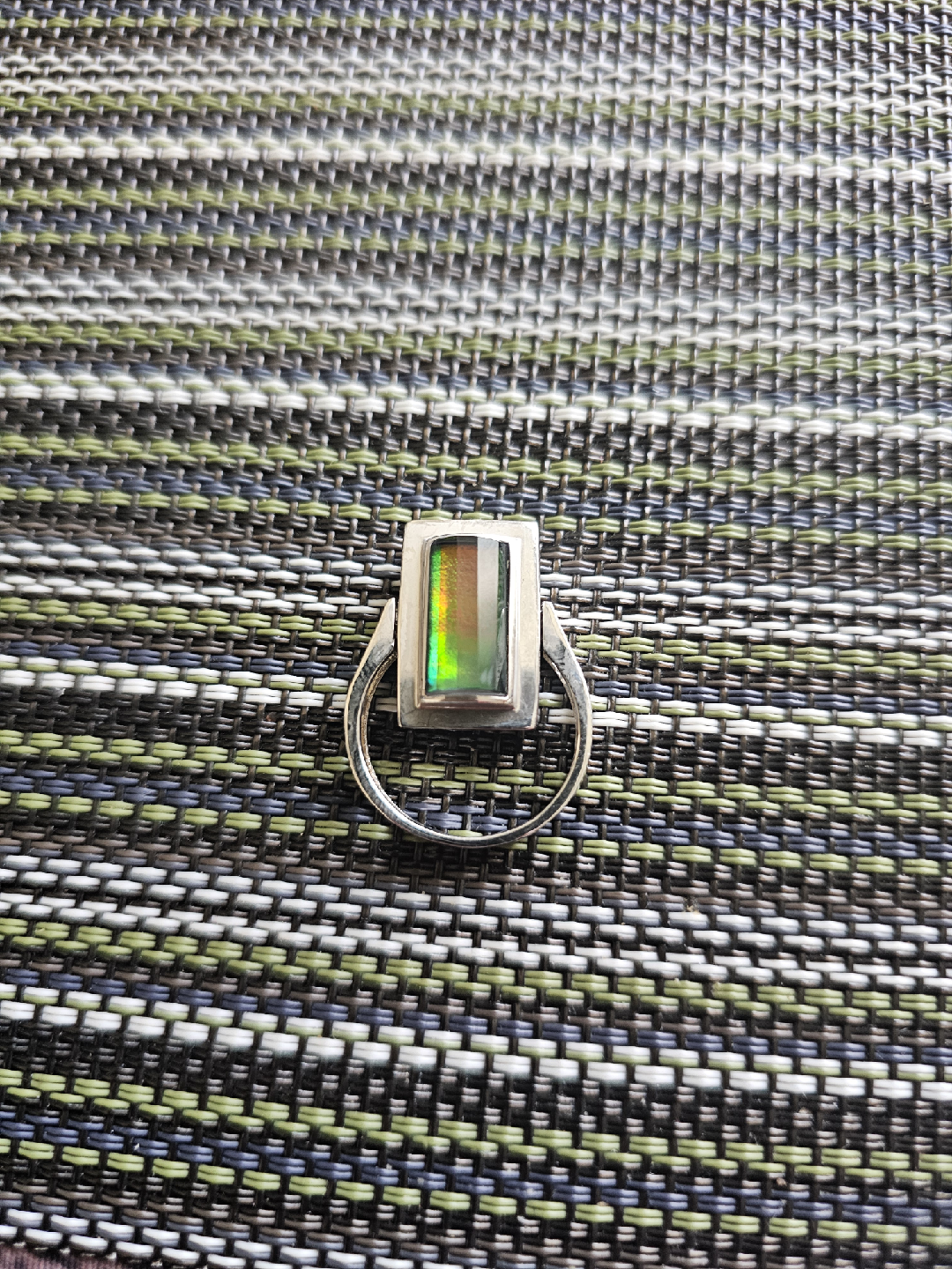 Ammolite Sterling Silver Ring Stamped 925 - photo 3