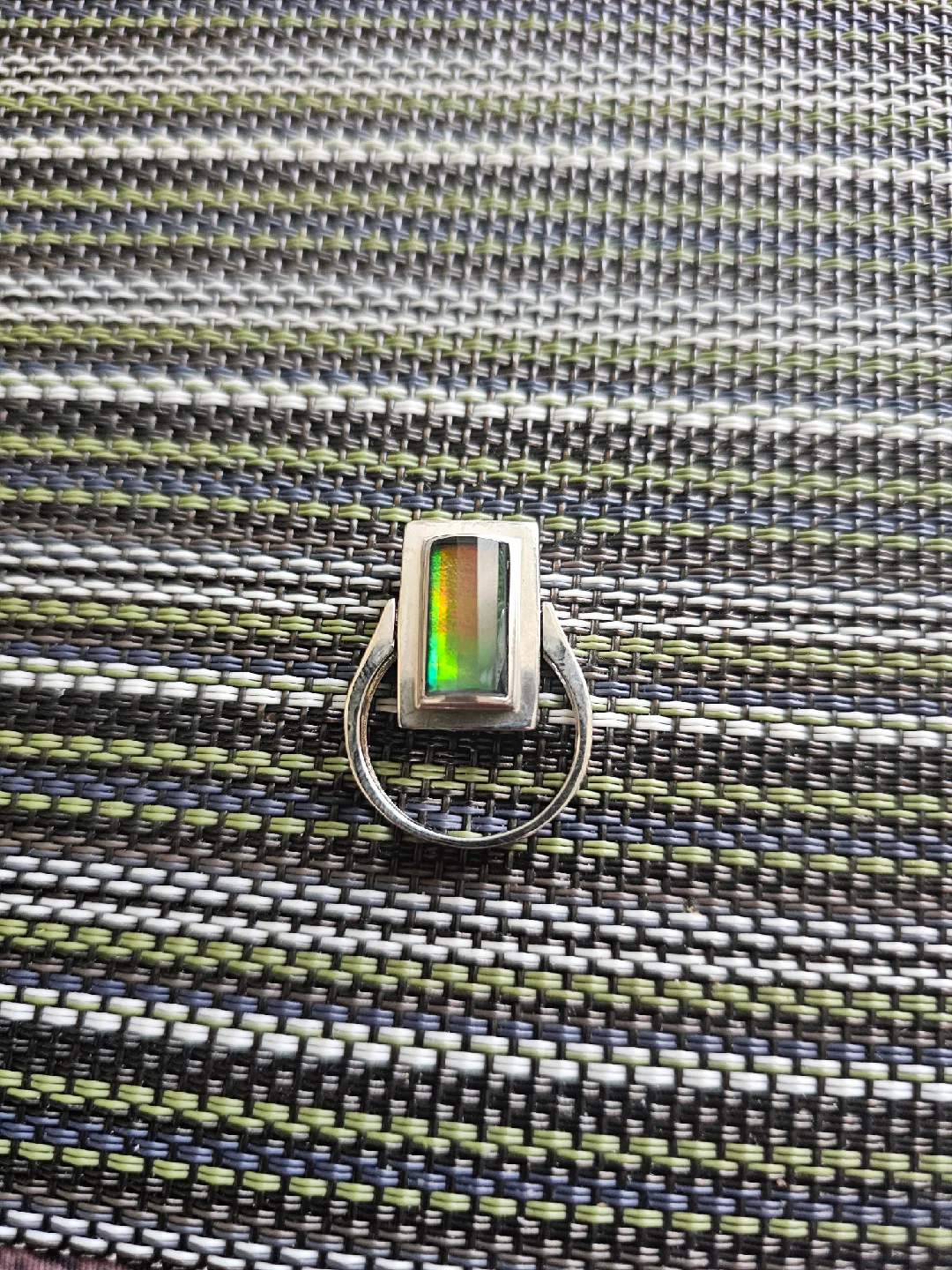 Ammolite Sterling Silver Ring Stamped 925 image indicator(3)