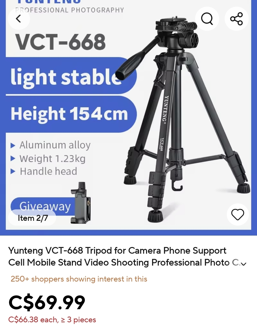 Yunteng VCT-668 Tripod for Camera Phone - photo 2