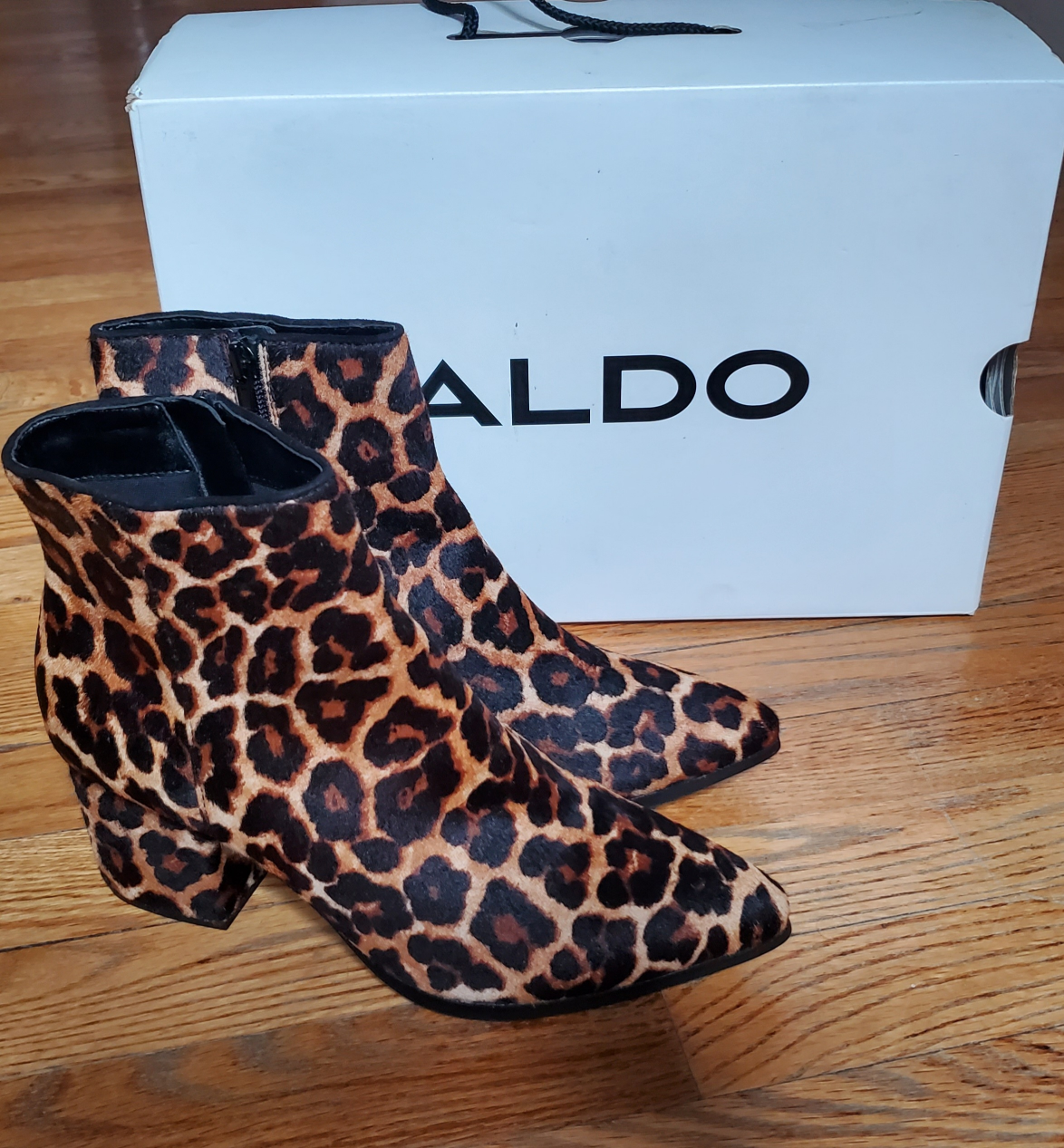 NEW - ALDO Leopard Print Heeled Booties with Box