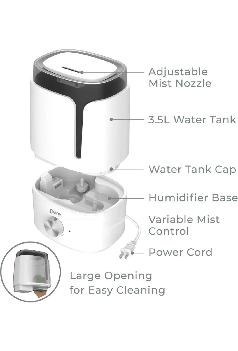 Pure Enrichment HUME Ultrasonic Cool Mist Humidifier image indicator(9)