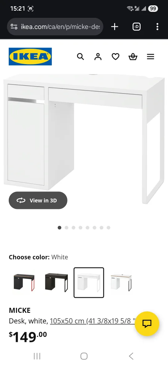IKEA MICKE White Desk with Drawer and Cabinet image indicator(5)