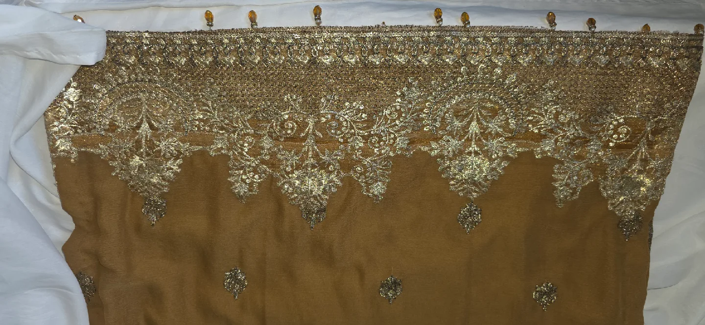 Embroidered Pakistani Dress - Gold & Maroon image indicator(4)