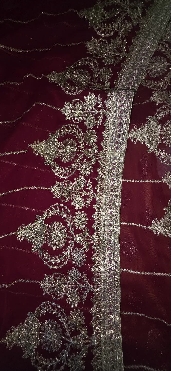 Embroidered Pakistani Dress - Gold & Maroon image indicator(6)