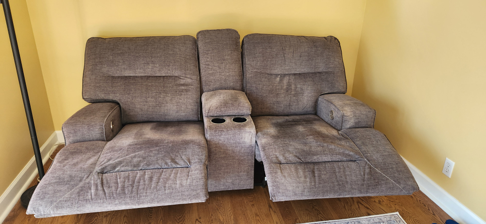 Gray Reclining Loveseat with Console - photo 2