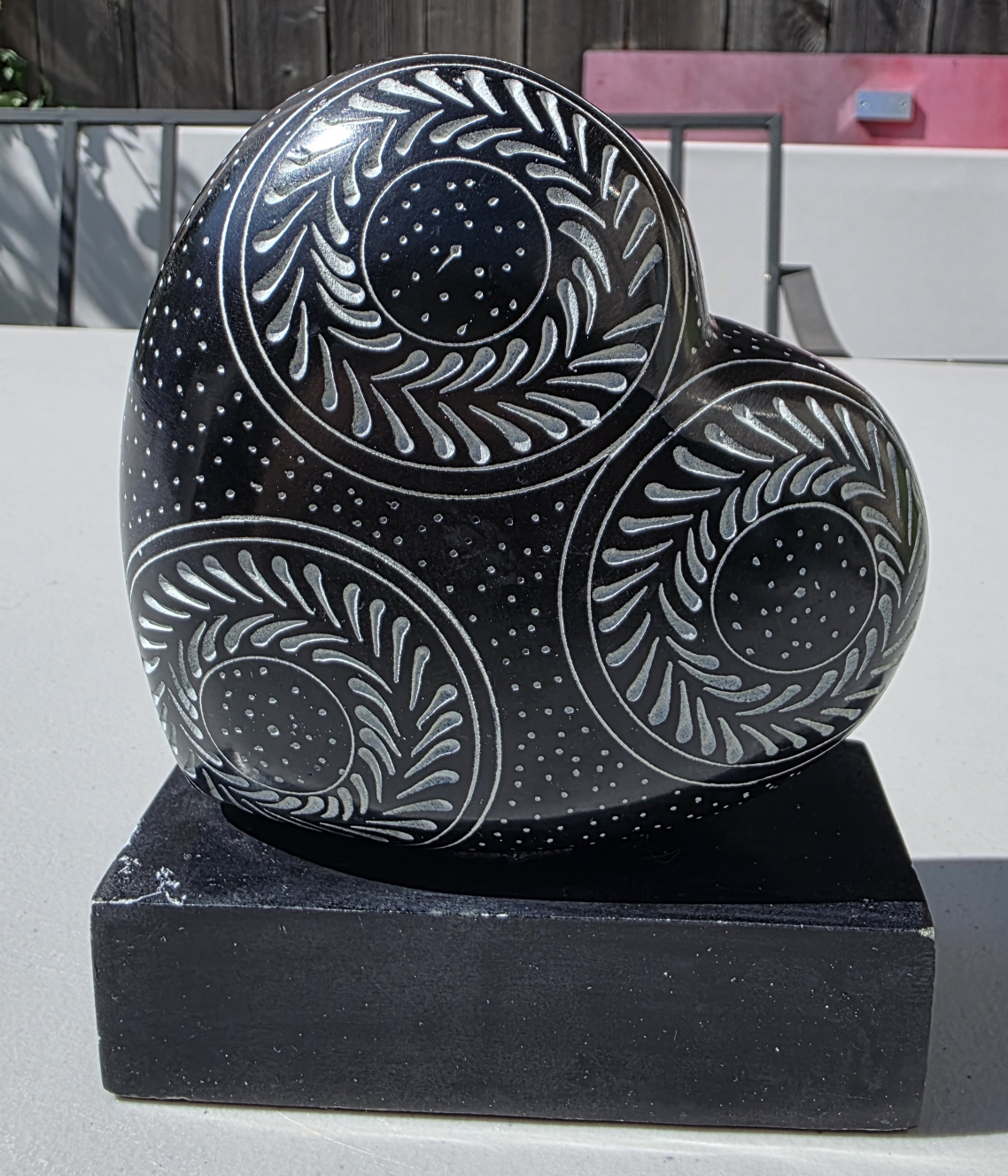 Black Heart Stone Sculpture