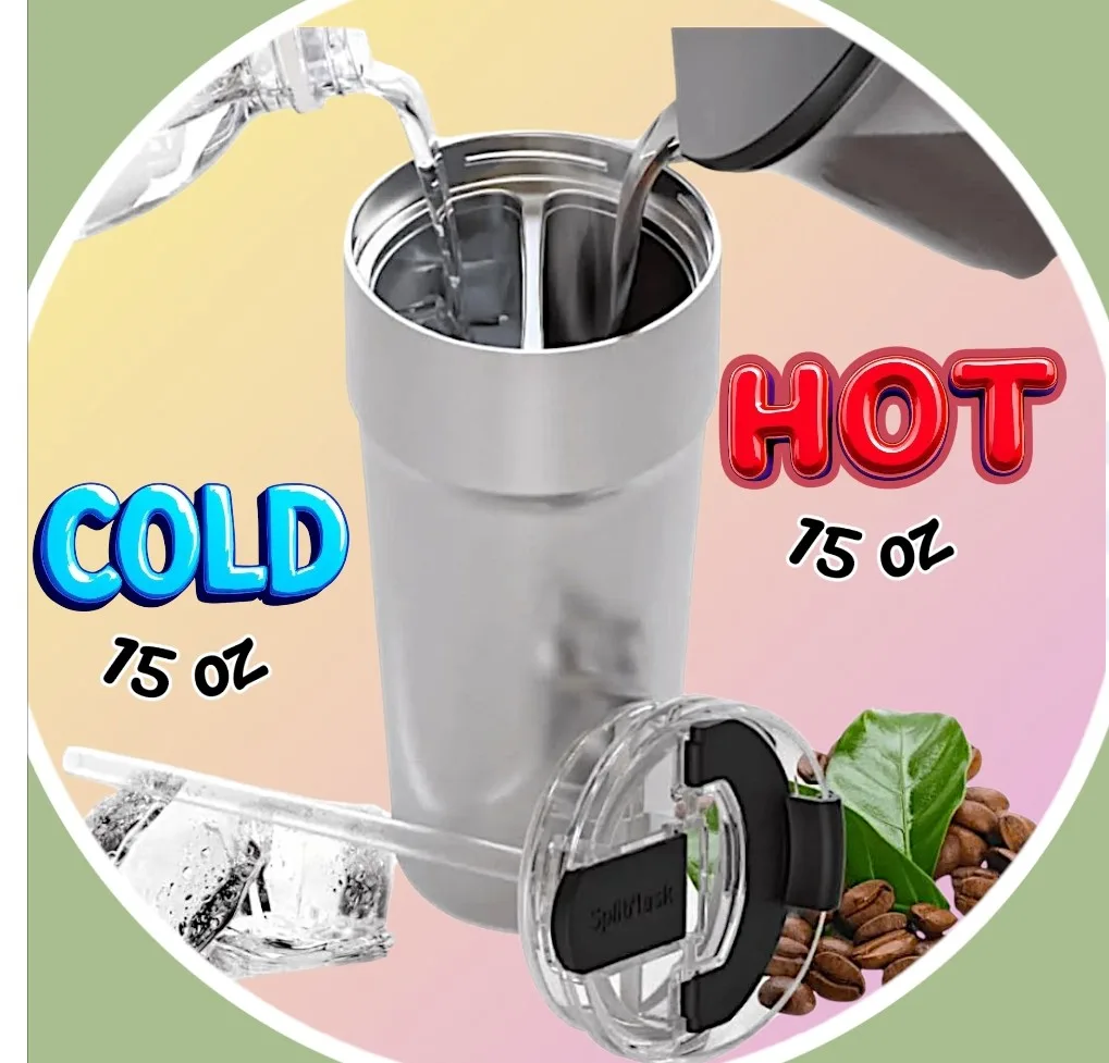 🥕 NIB Two Chamber Splitflask Hot & Cold Vacuum Insulated Tumbler thumbnail