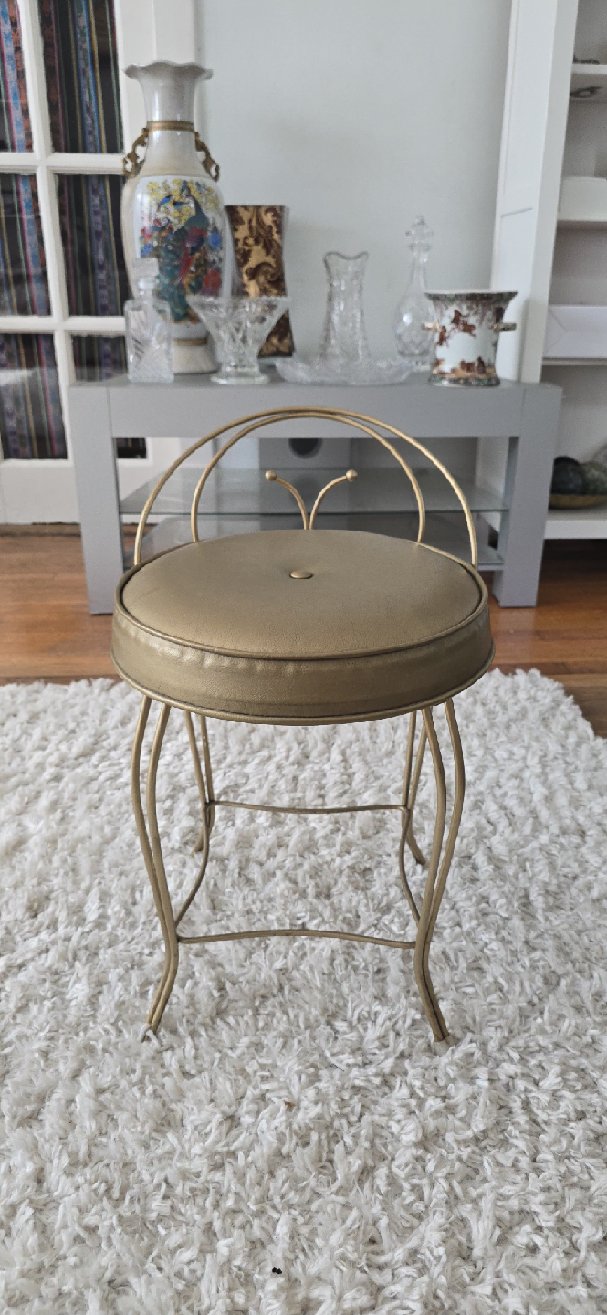Vintage Gold Vanity Stool