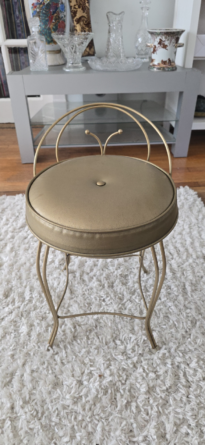 Vintage Gold Vanity Stool - photo 2