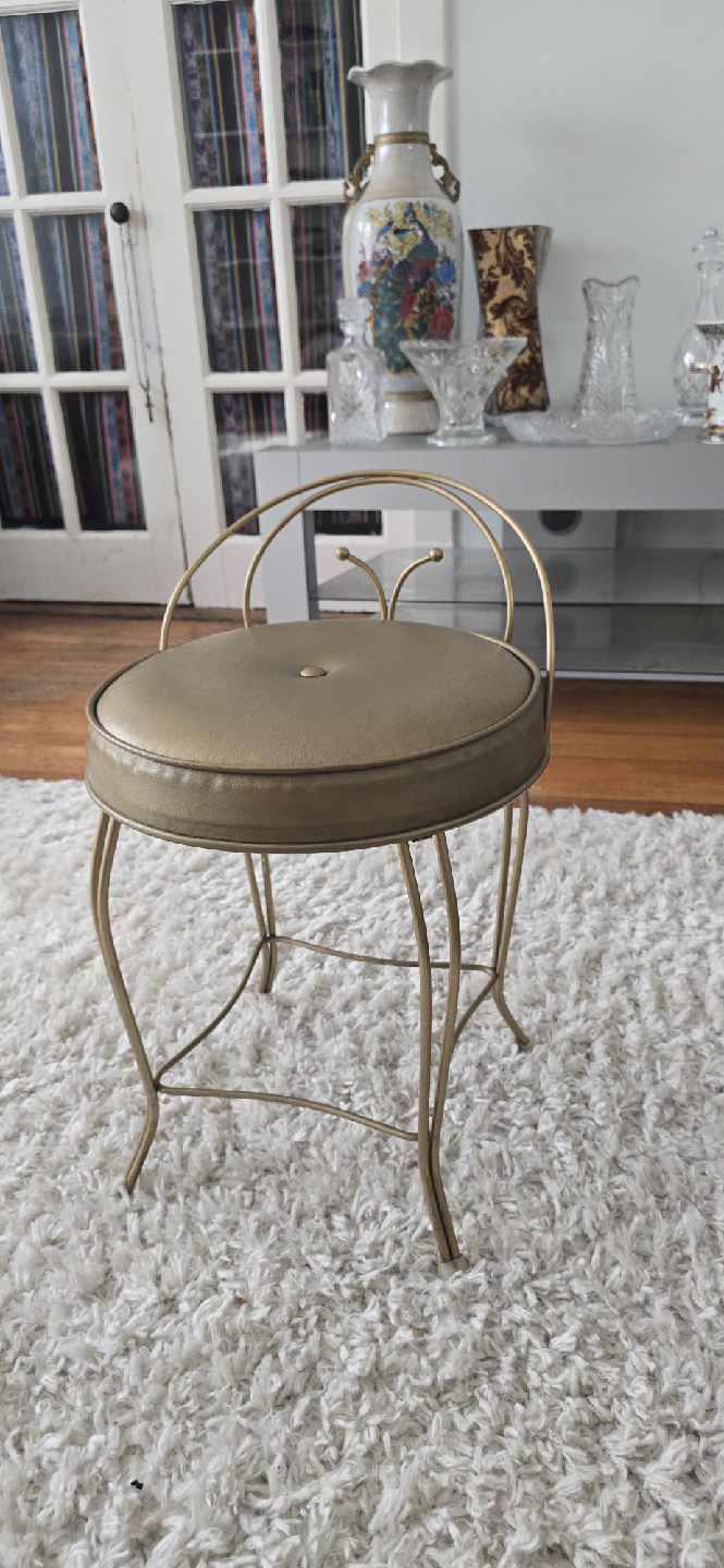 Vintage Gold Vanity Stool - photo 3