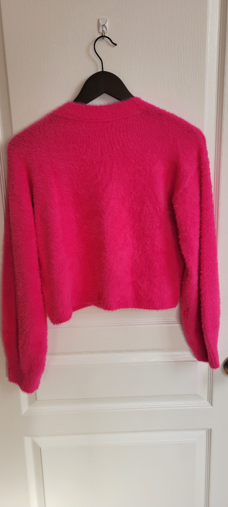 Girls New Tommy Hilfiger Pink Fuzzy Knit Cardigan - Size L 12-14 - photo 4