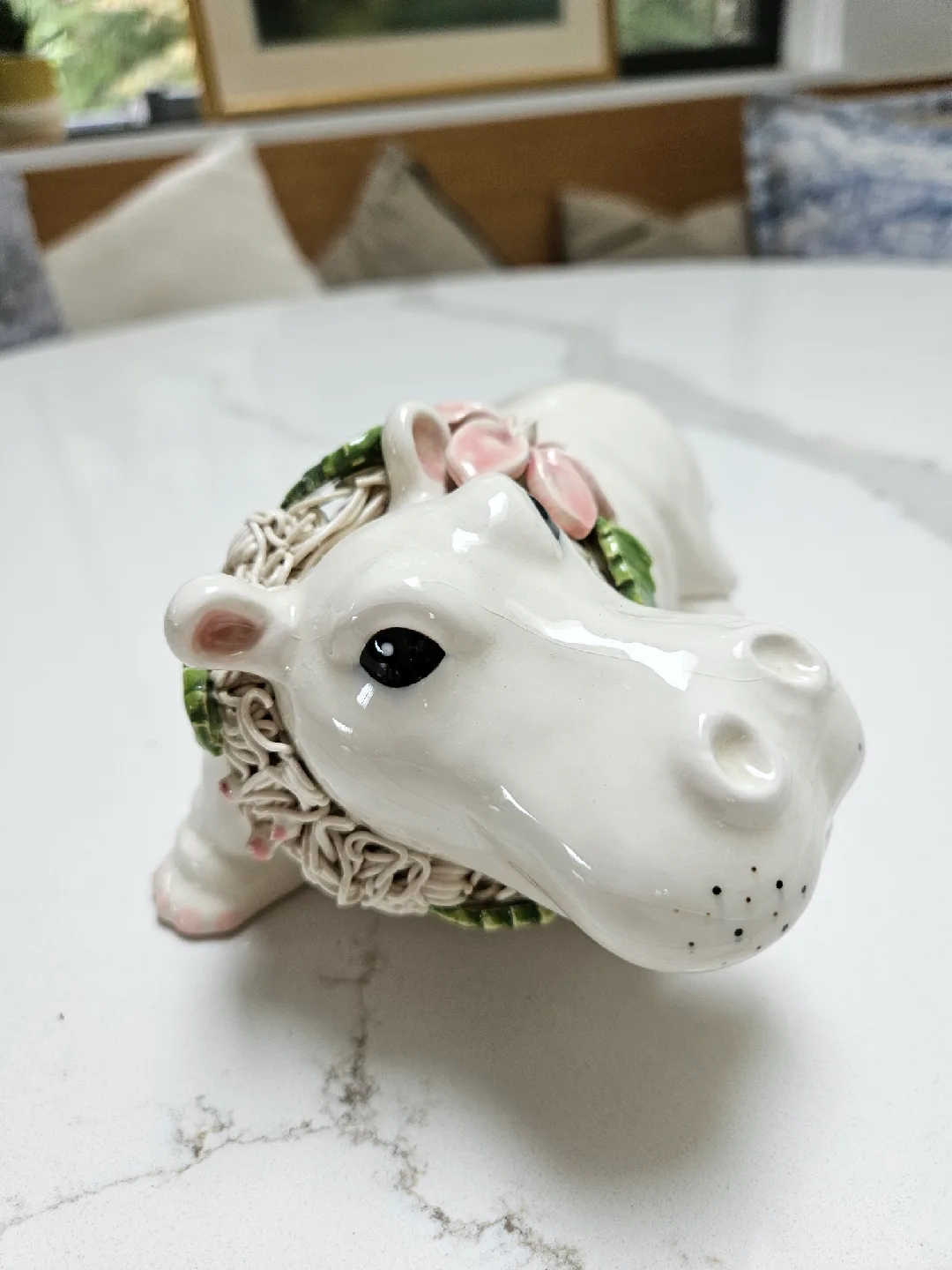 Cute Christmas Decor Ceramic Hippo & Bear Figurines image indicator(3)