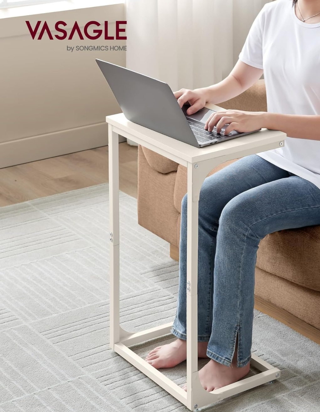 VASAGLE White C Table Side End Table - photo 4