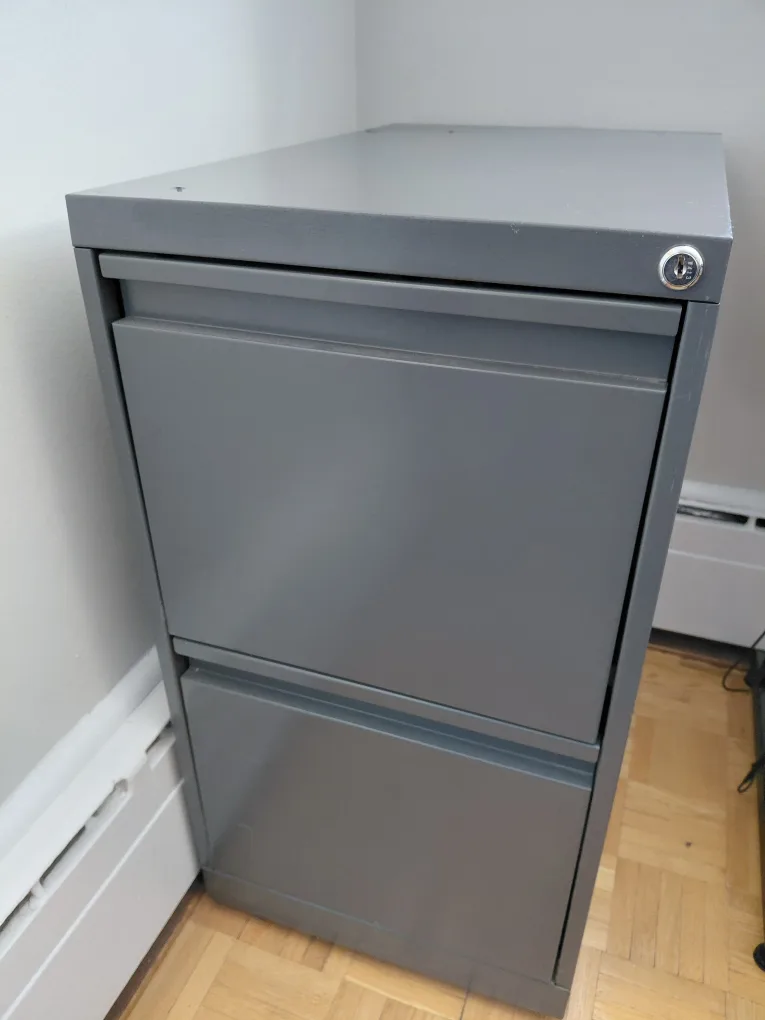 Grey Metal Filing Cabinet - Two Drawers thumbnail