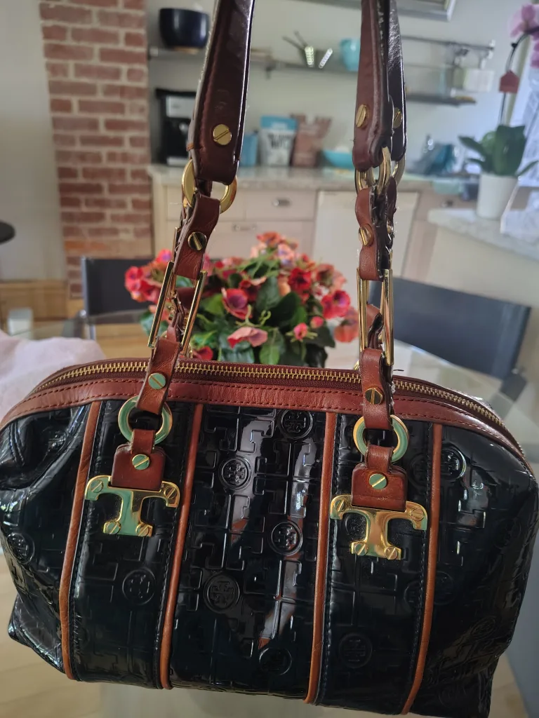 Tory Burch Black Patent Leather Satchel image indicator(2)