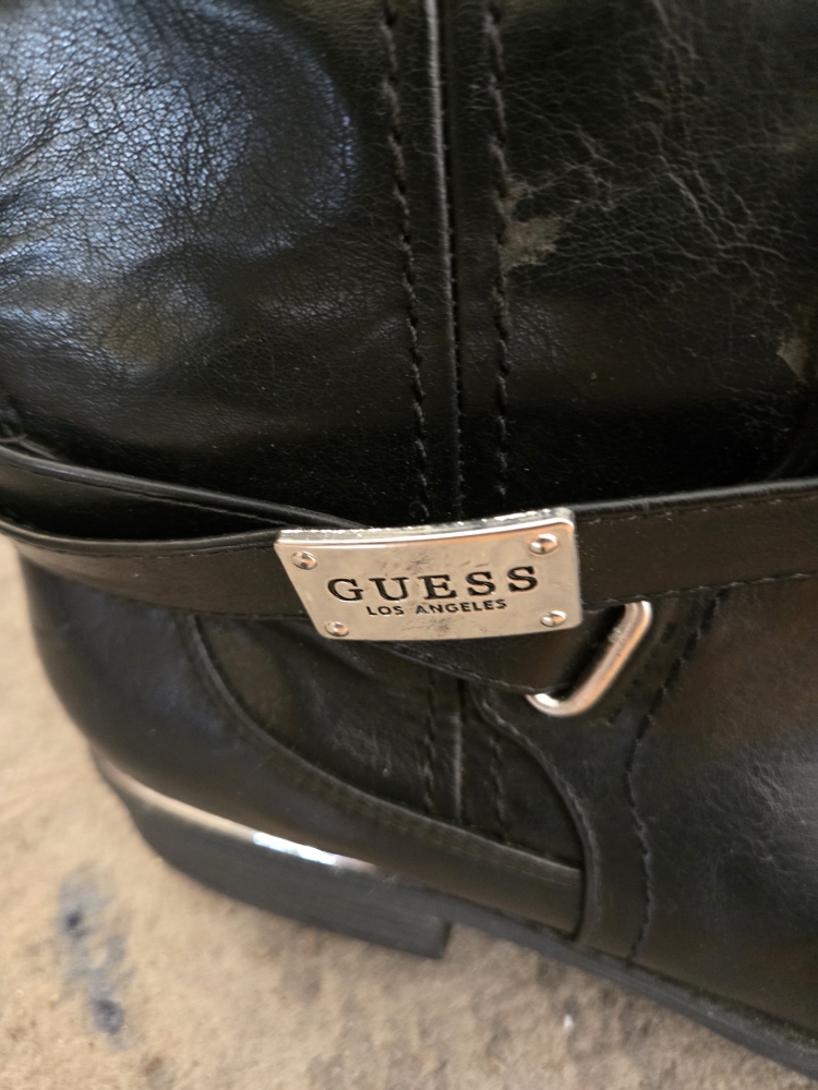 Guess Black Leather Knee High Boots