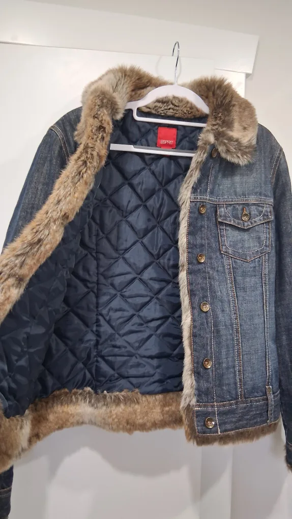 Esprit Denim Jacket with Faux Fur Trim - Size 8 image indicator(2)