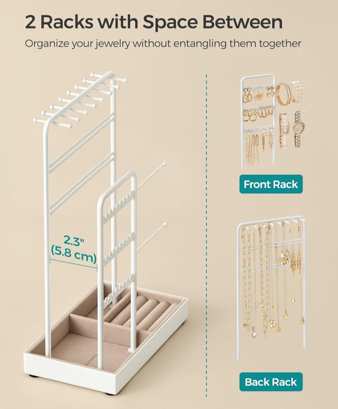 SONGMICS White Jewelry Organizer Stand - photo 3