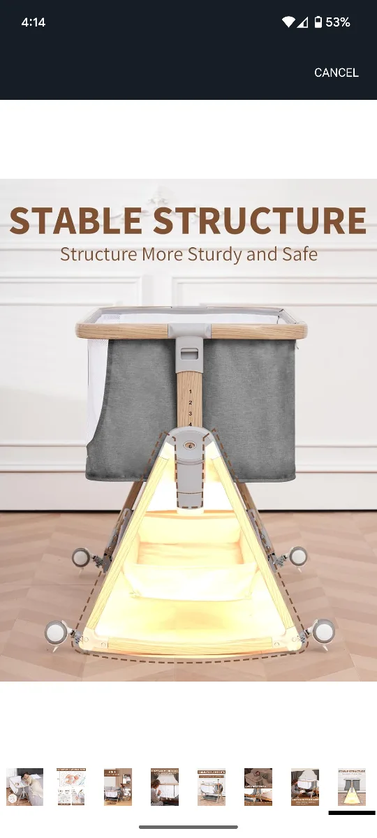 3-in-1 Convertible Baby Bedside Bassinet image indicator(8)